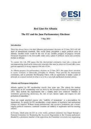 Red lines for Albania : the EU and the June parliamentary elections