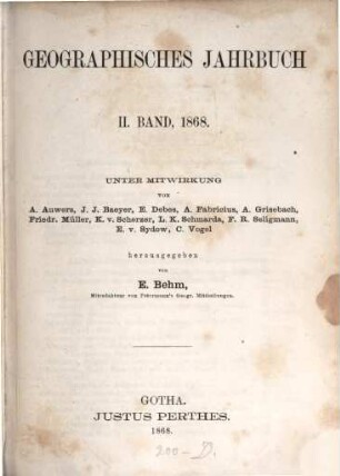 Geographisches Jahrbuch. 2, 2. 1868