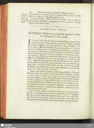 Chapitre XXIII. Des Religieuses haudriettes, presentement appellées de L'Assomption de Nôtre-Dame