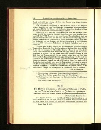 Nr. 54. Der Chef des Generalstabes General der Infanterie v. Moltke an den Kriegsminister General der Infanterie v. Heeringen