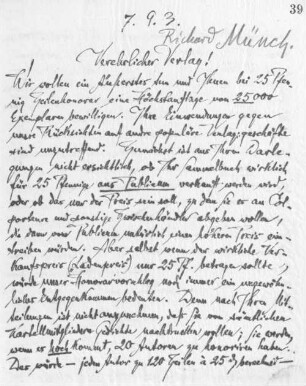 Brief an den Richard-Münch-Verlag
