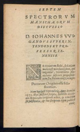 Septem Spectrorum Manichaeorum Discussio