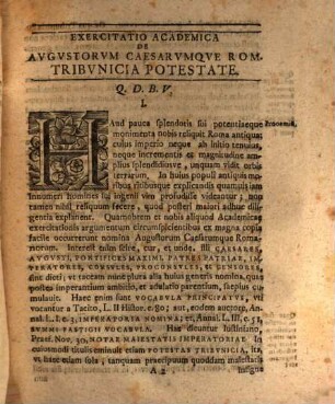 Exercitatio acad. de augustorum, caesarumque rom. tribunicia potestate