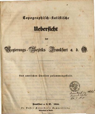 Topographisch-statistische Uebersicht des Regierungsbezirks Frankfurt a. d. O.