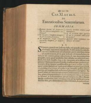 Cap. XI. Et Ult. De Executionibus Sententiarum.