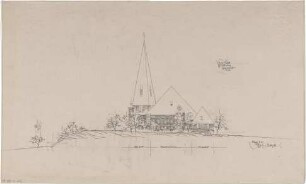 Gsaenger, Gustav; Wolfsburg; Ev. Kreuz Kirche, Gemeindehaus II - Westseite (Ansicht)