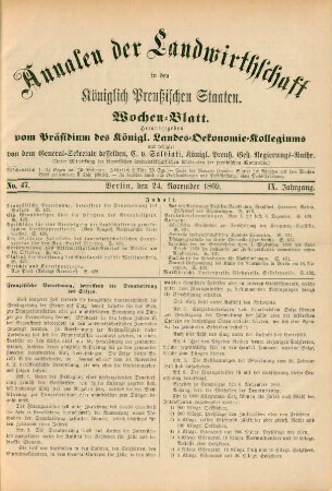 No. 47. Berlin, den 24. November 1869. IX. Jahrgang.