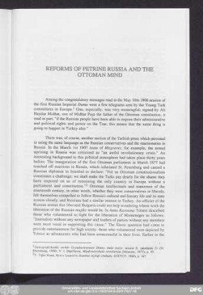 Reforms Of Petrine Russia And The Ottoman Mind