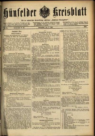 Ausgabe vom Samstag, den 17. Juli 1915.