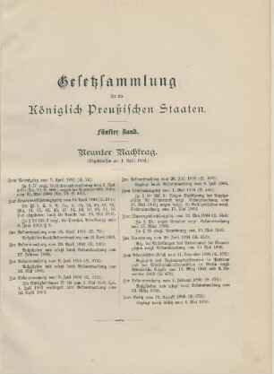 Neunter Nachtrag
