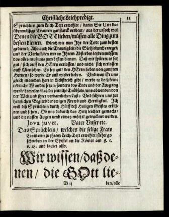 Leich-Text (Epistel an die Römer am 8. c[ap]. v. 28)