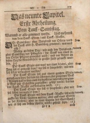 Das neunte Capitel. Erste Abtheilung. Vom Tauff-Sambstag.