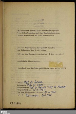 Die Merkmale natürlicher Arbeitsbedingungen beim Holzeinschlag und ihre Berücksichtigung in der Operativen Zeit der Arbeitsnorm