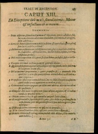 Caput XIII. De Exceptione doli mali, simulationis, Metus, et in factum ob errorem.