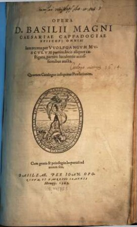 Opera D. Basilii Magni Caesariae Cappadociae Episcopi Omnia, 1
