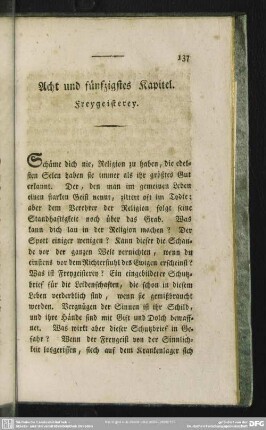Acht und fünfzigstes Kapitel. Freygeisterey