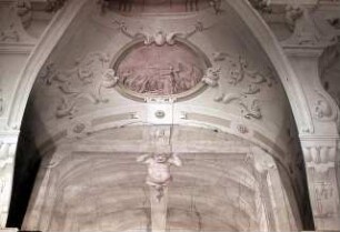 Scheinarchitektur mit Szenen aus der Klostergeschichte und Porträts und Szenen aus der Geschichte der Häuser Babenberg und Habsburg