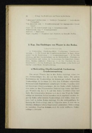 2. Kap. Das Eindringen von Wasser in den Boden.