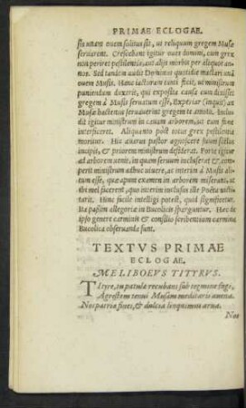 Textus Primae Eclogae. Meliboeus Tityrus.
