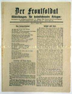 Mitteilungsblatt für Kriegsheimkehrer "Der Frontsoldat"