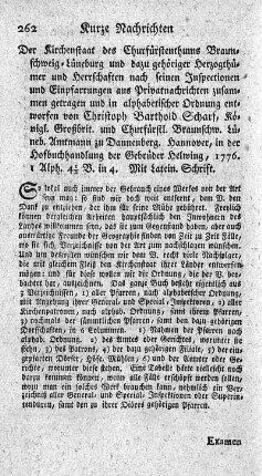 Der Kirchen-Staat des Churfürstenthums Braunschweig-Lüneburg.