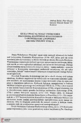 3: Kilka uwag na temat twórczości Franciszka Ksawerego Kulczyckiego i architektury lwowskiej drugiej połowy XVIII w.