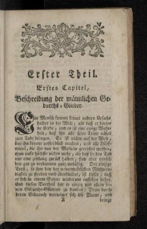 Erstes Capitel, Beschreibung der männlichen Geburths-Glieder.