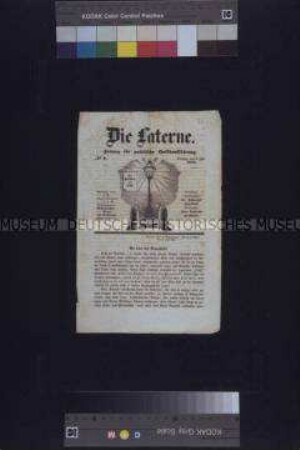 Zeitung: Die Laterne. Zeitung für politische Volksaufklärung. Für Freiheit un Licht. Nr. 7; Wien, 8. Juli 1848