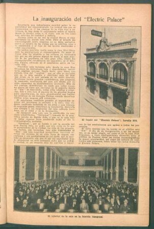 La inauguración del "Electric Palace"