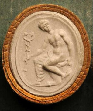 Mercurius (Hermes) sitzend mit dem Caduceus (Daktyliothek, Supplement)