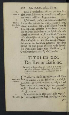Titulus XIX. De Renunciatione.