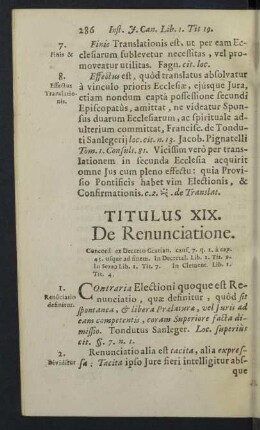 Titulus XIX. De Renunciatione.