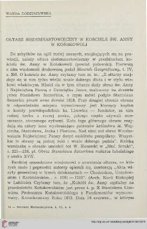 6: Ołtarz siedemnastowieczny w kościele św. Anny w Końskowoli