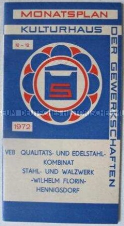 Programm des Kulturhauses der Gewerkschaften in Hennigsdorf