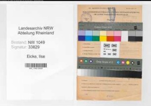 Entnazifizierung Ilse Eicke , geb. 02.12.1920 (Musikerin)