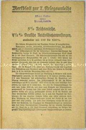 Merkblatt zur 7. Kriegsanleihe