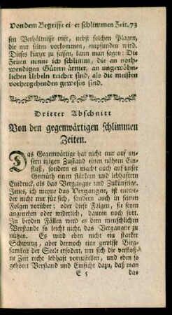 Dritter Abschnitt Von den gegenwärtigen schlimmen Zeiten