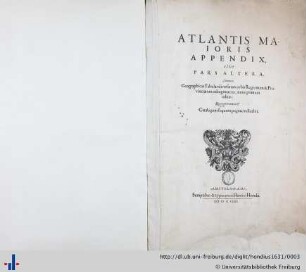 Atlantis maioris appendix sive pars altera