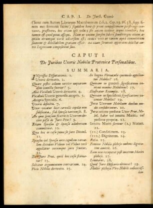 Caput I. De Iuribus Uxoris Nobilis Prutenicae Personalibus.