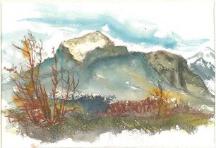 Gsaenger, Gustav; Landschafts - und Gebäudestudien - Berglandschaft (Studie)