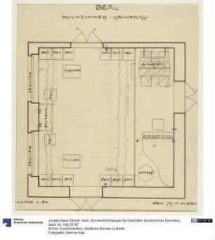 Wien, Zimmereinrichtungen für David Berl. Musikzimmer, Grundriss