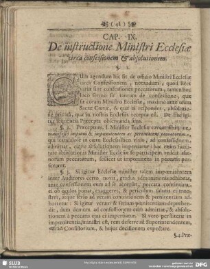 Cap. IX. De instructione Ministri Ecclesiae circa confessionem & absolutionem
