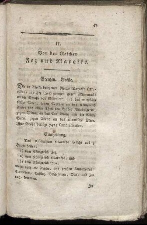 II. Von den reichen Fez und Marokko.
