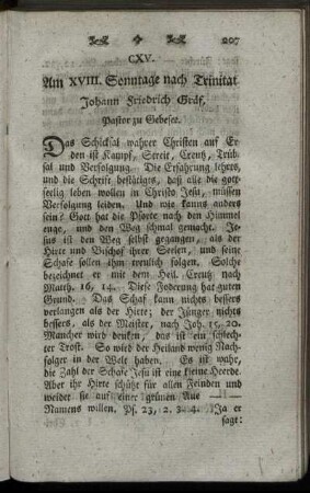 CXV. Am XVIII. Sonntage nach Trinitat.