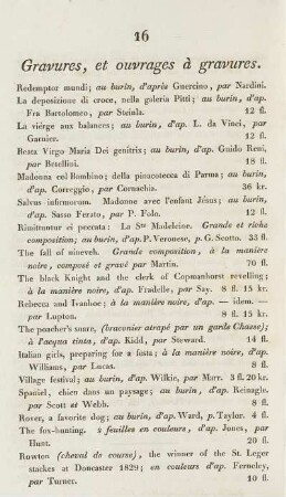 Gravures, et ouvrages à gravures