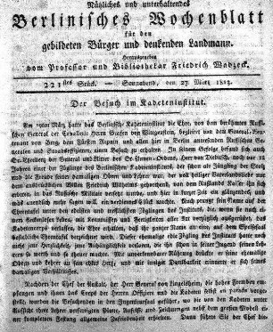 221stes Stueck, Sonnabend, den 27 Maerz 1813