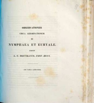 Observationes circa germinationem in Nymphaea et Euryale