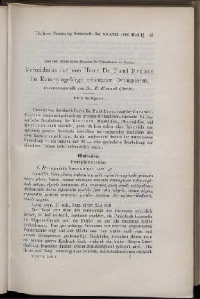 Verzeichniss der von Herrn Dr. Paul Preuss im Kamerungebirge erbeuteten Orthopteren,