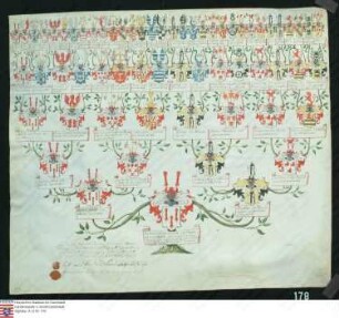 Ahnenprobe des Raban Ludwig Christian v. Haren z. Hopen. - ausgefertigt 1745 September 14, Pergament