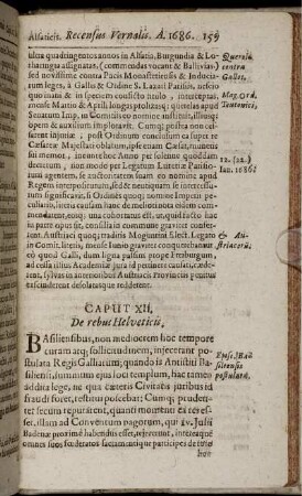 Caput XII. De Rebus Helveticis
